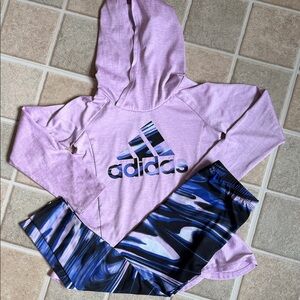 Adidas Light Purple Hoodie with Blue Patterned Leggings